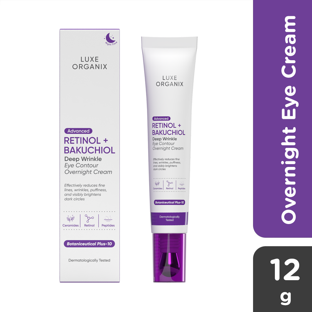 ON HAND New Luxe Organix Advanced Retinol Bakuchiol Deep Wrinkle Eye Contour Overnight Cream 12g