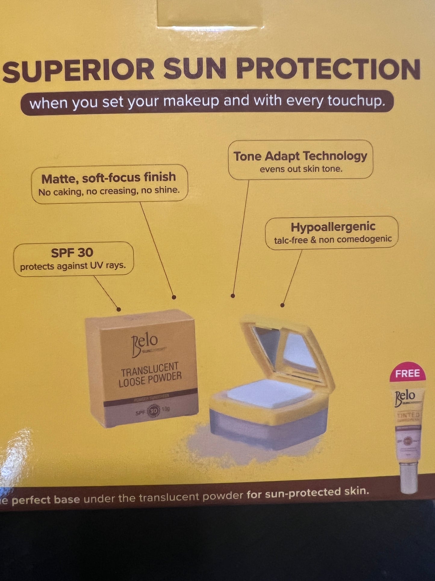 ON HAND! Belo SunExpert Translucent Loose Powder w/ FREE 10ml Tinted Sunscreen SPF 50 PA++++