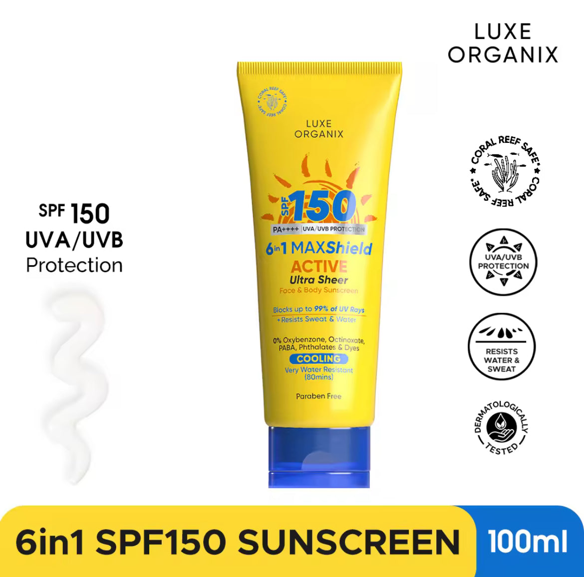 ON HAND! Luxe Organix Spf 150 Maxshield Face & Body Sunscreen 100ml