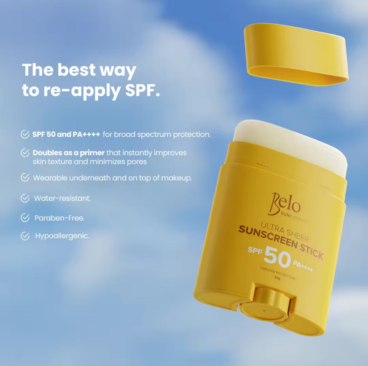 PREORDER! New! Belo SunExpert Ultra Sheer Sunscreen Stick