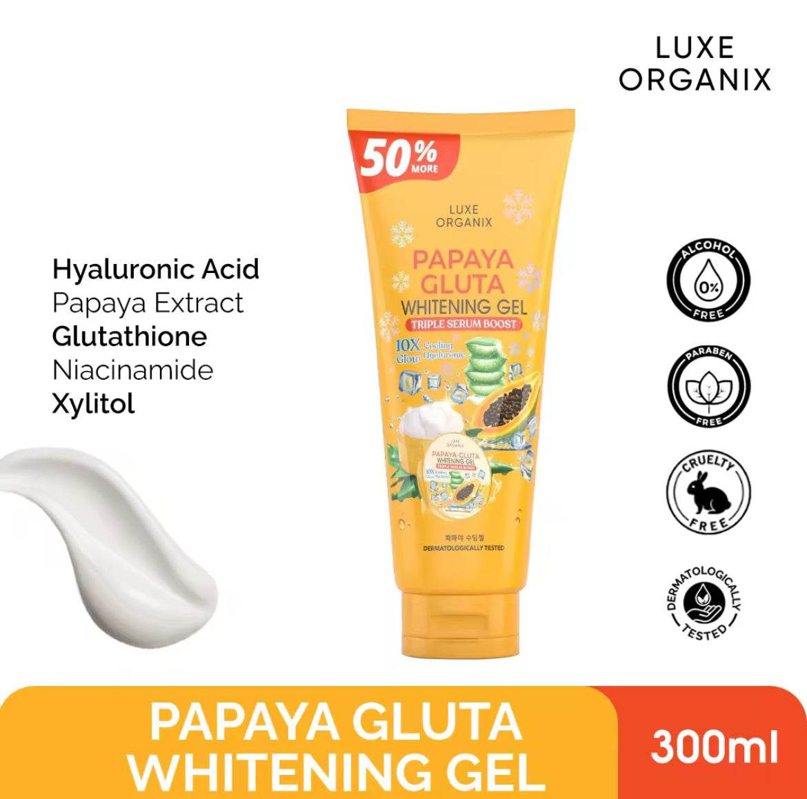 ON HAND! Luxe Organix Papaya Gluta Whitening Gel Triple Serum Boost 300ml