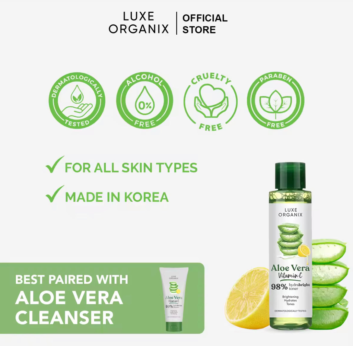 ON HAND! Luxe Organix Aloe Vera Calming Toner 150mL