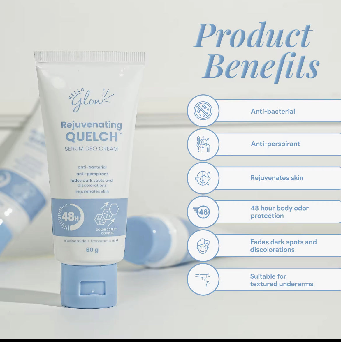 ON HAND! Hello Glow Rejuvenating Quelch Serum Deo Cream