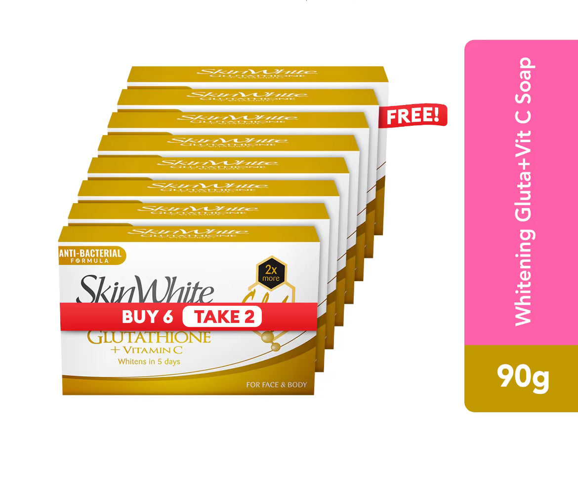 PREORDER! BUY 6 GET 2 SkinWhite Whitening Face and Body Bar Soap Gluta + Vitamin C  Soap 90g