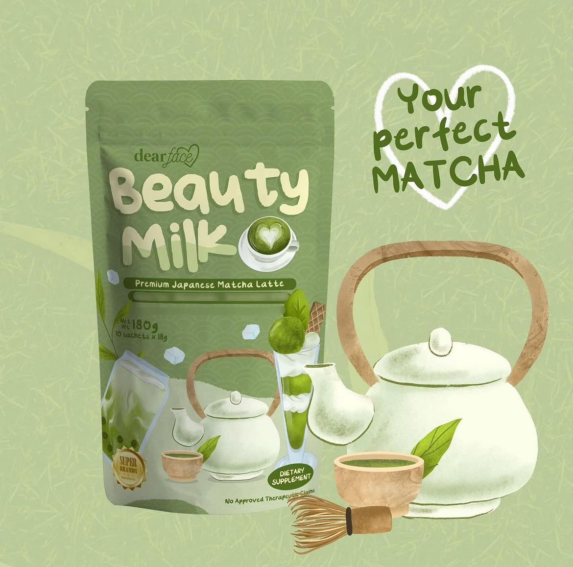 Dear Face Beauty Milk Matcha 10sachet