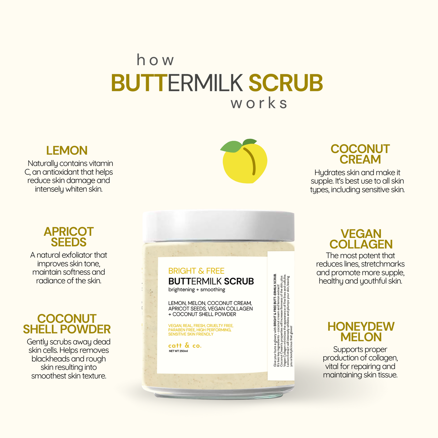 PREORDER! Catt & Co Bright and Free BUTTer Milk Scrub