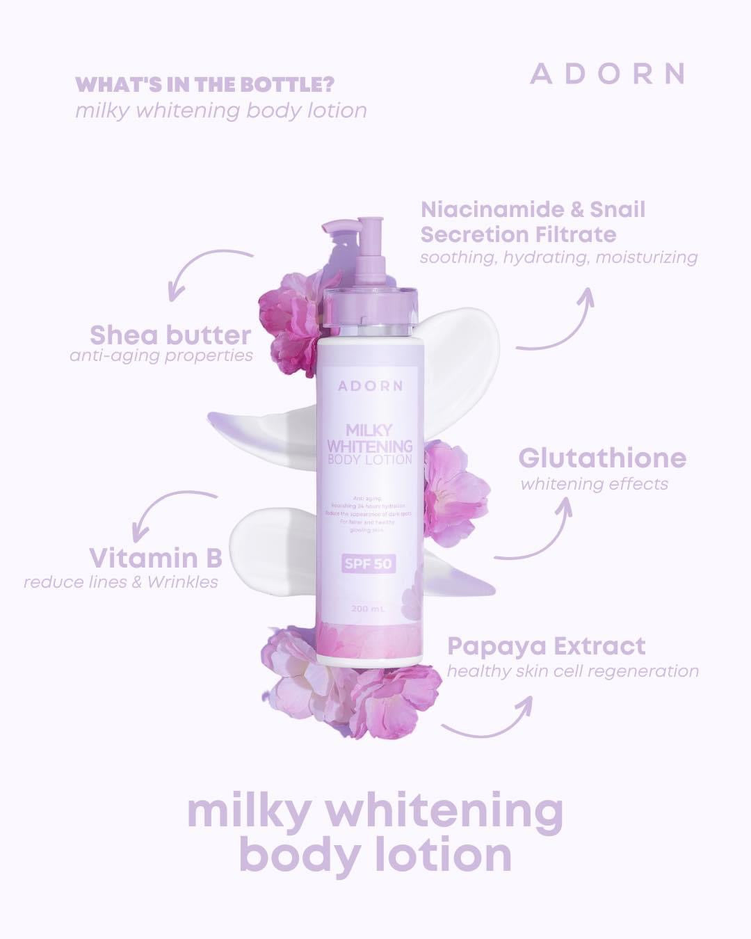 ON HAND! Adorn Milky Whitening Body Lotion 200ml