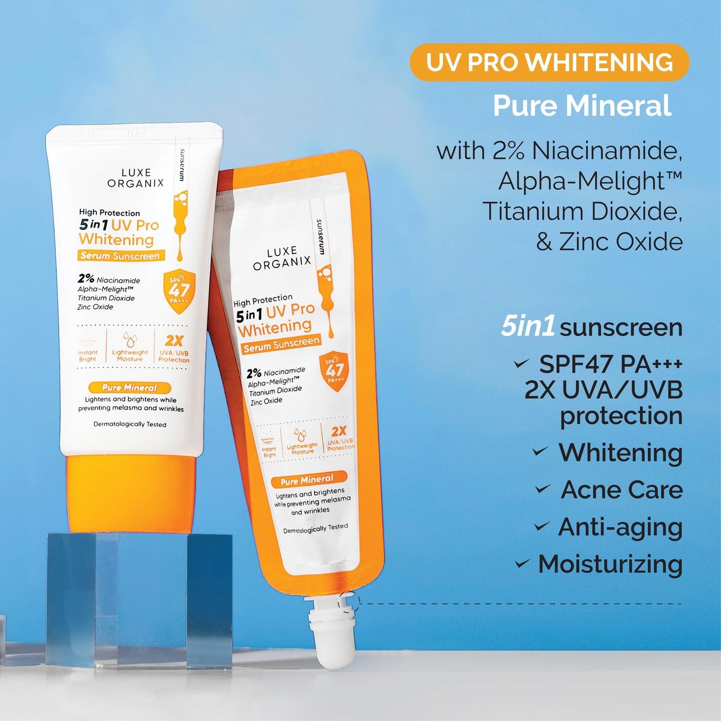 PREORDER! 5in1 UV Pro Whitening Serum Sunscreen SPF 47 PA+++ 40mL