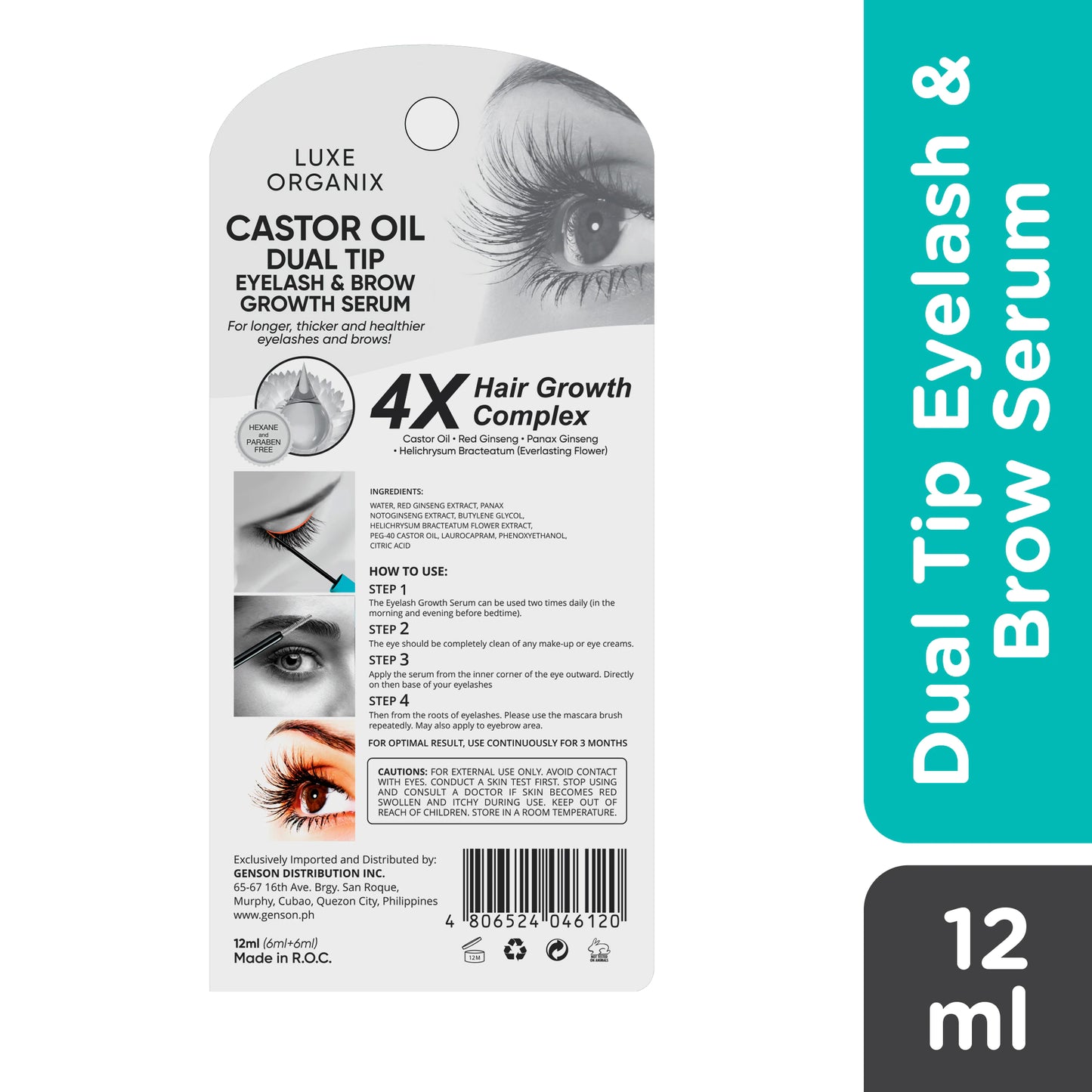 ON HAND! Castor Oil Dual Tip Eyelash & Brow Growth Serum 12ml